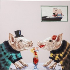 Picture Touched Pigs In Love 90x90cm